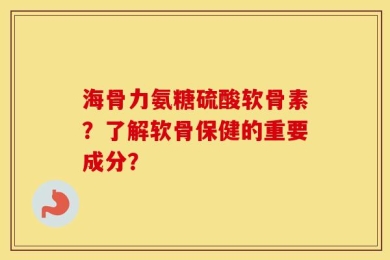 海骨力氨糖硫酸软骨素？了解软骨保健的重要成分？