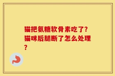 猫把氨糖软骨素吃了？猫咪后腿断了怎么处理？
