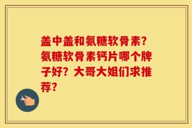 盖中盖和氨糖软骨素？氨糖软骨素钙片哪个牌子好？大哥大姐们求推荐？