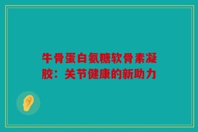 牛骨蛋白氨糖软骨素凝胶：关节健康的新助力