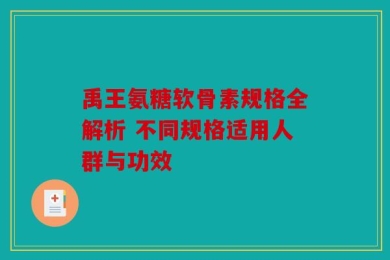 禹王氨糖软骨素规格全解析 不同规格适用人群与功效