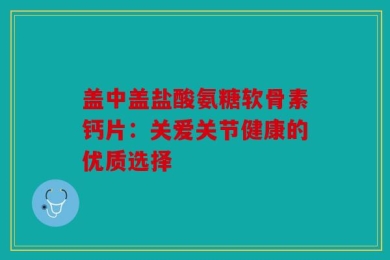 盖中盖盐酸氨糖软骨素钙片：关爱关节健康的优质选择
