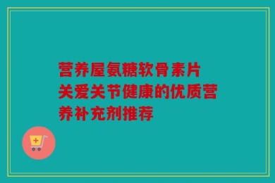 营养屋氨糖软骨素片 关爱关节健康的优质营养补充剂推荐