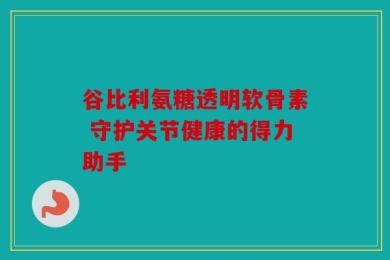 谷比利氨糖透明软骨素 守护关节健康的得力助手