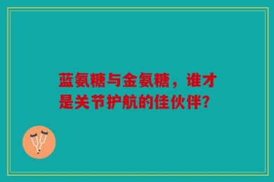 蓝氨糖与金氨糖，谁才是关节护航的佳伙伴？