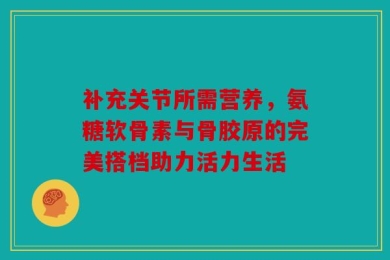 补充关节所需营养，氨糖软骨素与骨胶原的完美搭档助力活力生活