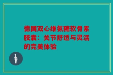 德国双心维氨糖软骨素胶囊：关节舒适与灵活的完美体验