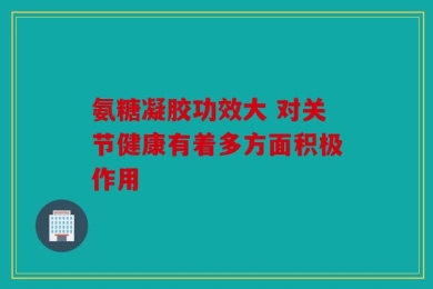 氨糖凝胶功效大 对关节健康有着多方面积极作用