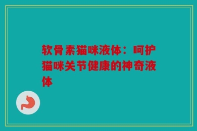 软骨素猫咪液体：呵护猫咪关节健康的神奇液体
