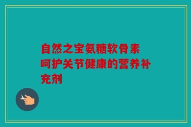 自然之宝氨糖软骨素 呵护关节健康的营养补充剂