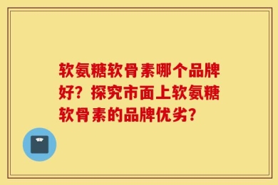 软氨糖软骨素哪个品牌好？探究市面上软氨糖软骨素的品牌优劣？