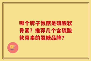 哪个牌子氨糖是硫酸软骨素？推荐几个含硫酸软骨素的氨糖品牌？