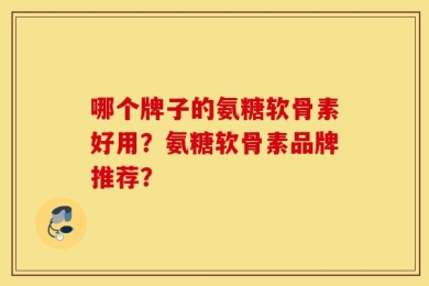 哪个牌子的氨糖软骨素好用？氨糖软骨素品牌推荐？