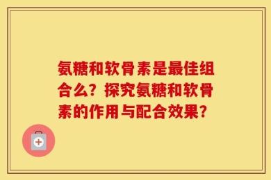 氨糖和软骨素是最佳组合么？探究氨糖和软骨素的作用与配合效果？