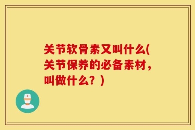 关节软骨素又叫什么(关节保养的必备素材，叫做什么？)