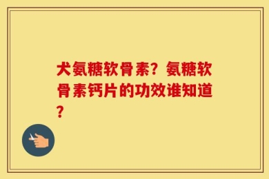 犬氨糖软骨素？氨糖软骨素钙片的功效谁知道？