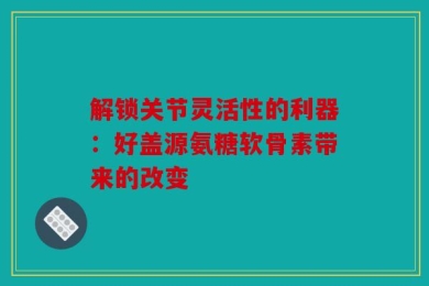 解锁关节灵活性的利器：好盖源氨糖软骨素带来的改变