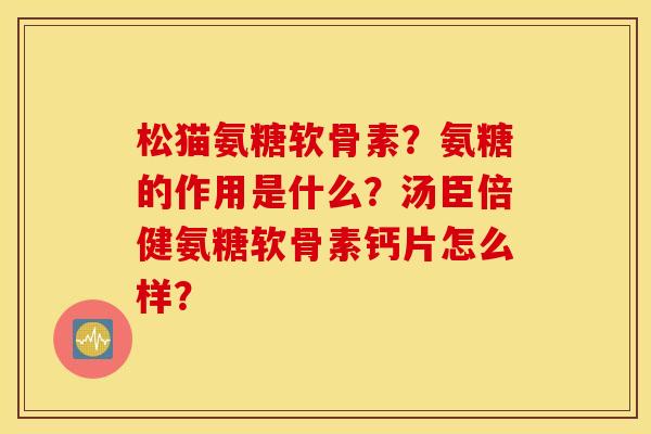 松猫氨糖软骨素？氨糖的作用是什么？汤臣倍健氨糖软骨素钙片怎么样？