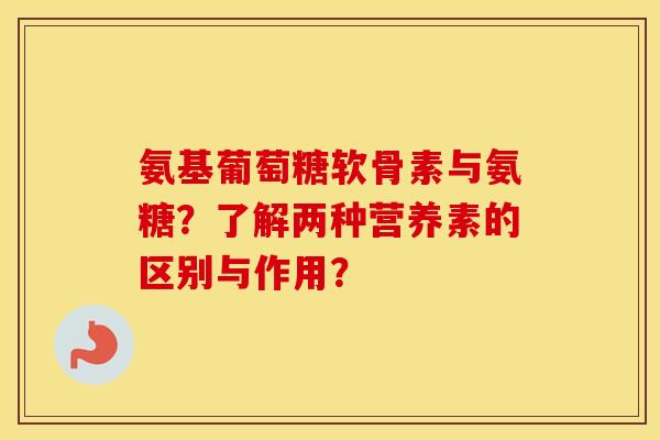 氨基葡萄糖软骨素与氨糖？了解两种营养素的区别与作用？