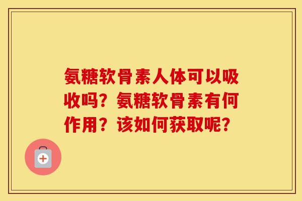 氨糖软骨素人体可以吸收吗？氨糖软骨素有何作用？该如何获取呢？