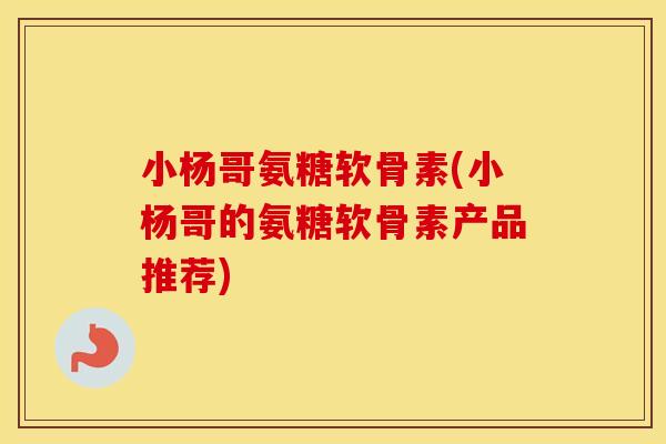 小杨哥氨糖软骨素(小杨哥的氨糖软骨素产品推荐)