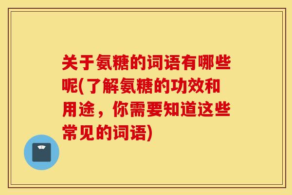 关于氨糖的词语有哪些呢(了解氨糖的功效和用途，你需要知道这些常见的词语)