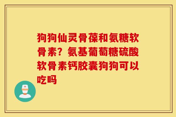 狗狗仙灵骨葆和氨糖软骨素？氨基葡萄糖硫酸软骨素钙胶囊狗狗可以吃吗