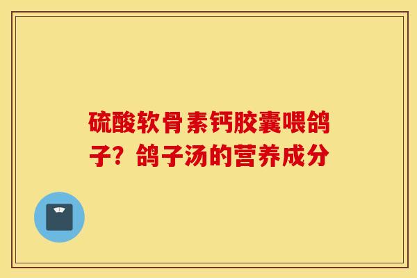 硫酸软骨素钙胶囊喂鸽子？鸽子汤的营养成分