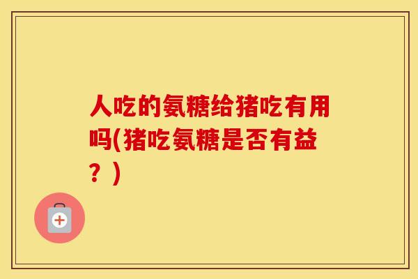 人吃的氨糖给猪吃有用吗(猪吃氨糖是否有益？)