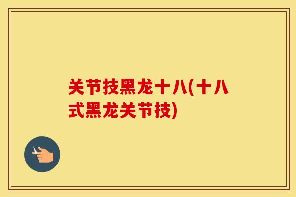 关节技黑龙十八(十八式黑龙关节技)