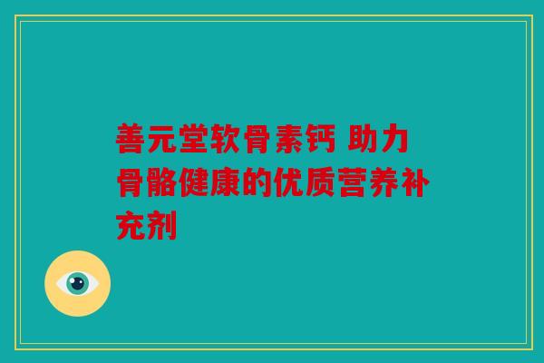 善元堂软骨素钙 助力骨骼健康的优质营养补充剂