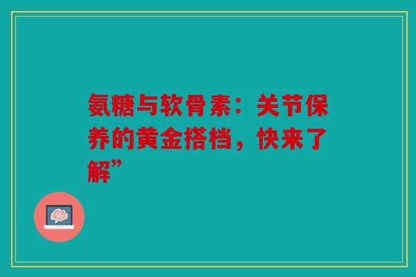 氨糖与软骨素：关节保养的黄金搭档，快来了解”