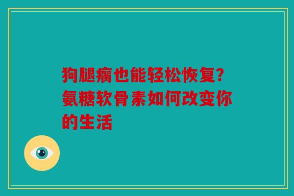 狗腿瘸也能轻松恢复？氨糖软骨素如何改变你的生活