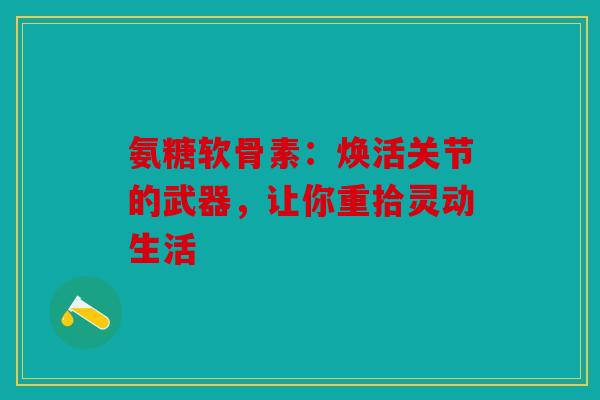 氨糖软骨素：焕活关节的武器，让你重拾灵动生活