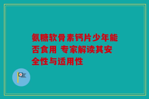 氨糖软骨素钙片少年能否食用 专家解读其安全性与适用性
