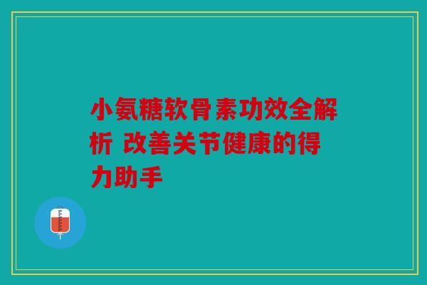 小氨糖软骨素功效全解析 改善关节健康的得力助手