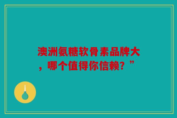 澳洲氨糖软骨素品牌大，哪个值得你信赖？”