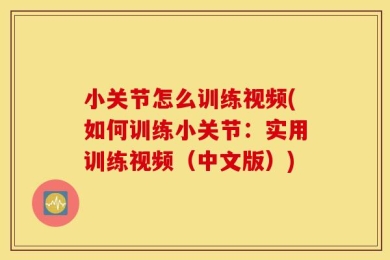 小关节怎么训练视频(如何训练小关节：实用训练视频（中文版）)