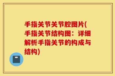 手指关节关节腔图片(手指关节结构图：详细解析手指关节的构成与结构)