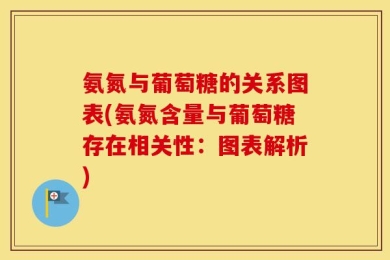 氨氮与葡萄糖的关系图表(氨氮含量与葡萄糖存在相关性：图表解析)
