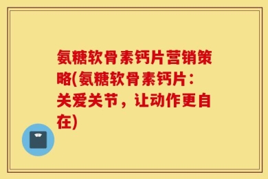 氨糖软骨素钙片营销策略(氨糖软骨素钙片：关爱关节，让动作更自在)