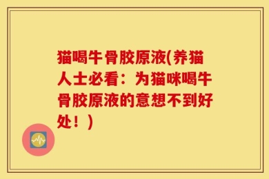 猫喝牛骨胶原液(养猫人士必看：为猫咪喝牛骨胶原液的意想不到好处！)
