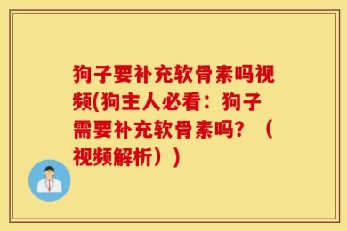 狗子要补充软骨素吗视频(狗主人必看：狗子需要补充软骨素吗？（视频解析）)