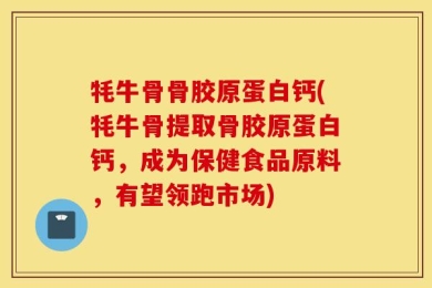 牦牛骨骨胶原蛋白钙(牦牛骨提取骨胶原蛋白钙，成为保健食品原料，有望领跑市场)