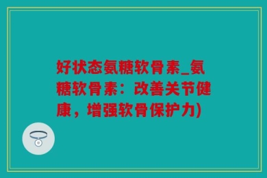 好状态氨糖软骨素_氨糖软骨素：改善关节健康，增强软骨保护力)