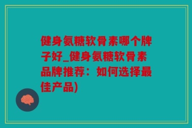 健身氨糖软骨素哪个牌子好_健身氨糖软骨素品牌推荐：如何选择最佳产品)