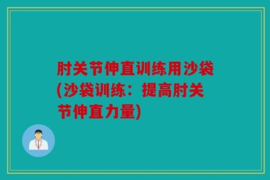 肘关节伸直训练用沙袋(沙袋训练：提高肘关节伸直力量)