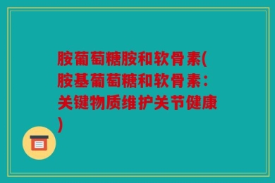 胺葡萄糖胺和软骨素(胺基葡萄糖和软骨素：关键物质维护关节健康)