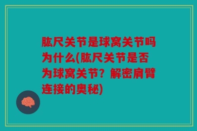 肱尺关节是球窝关节吗为什么(肱尺关节是否为球窝关节？解密肩臂连接的奥秘)