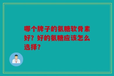 哪个牌子的氨糖软骨素好？好的氨糖应该怎么选择？